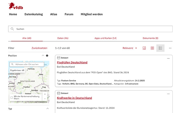 Der Datenkatalog des NPGeo-Kat mit einer Vielzahl von Geoinformationen aus validen Datenquellen. Foto: vfdb